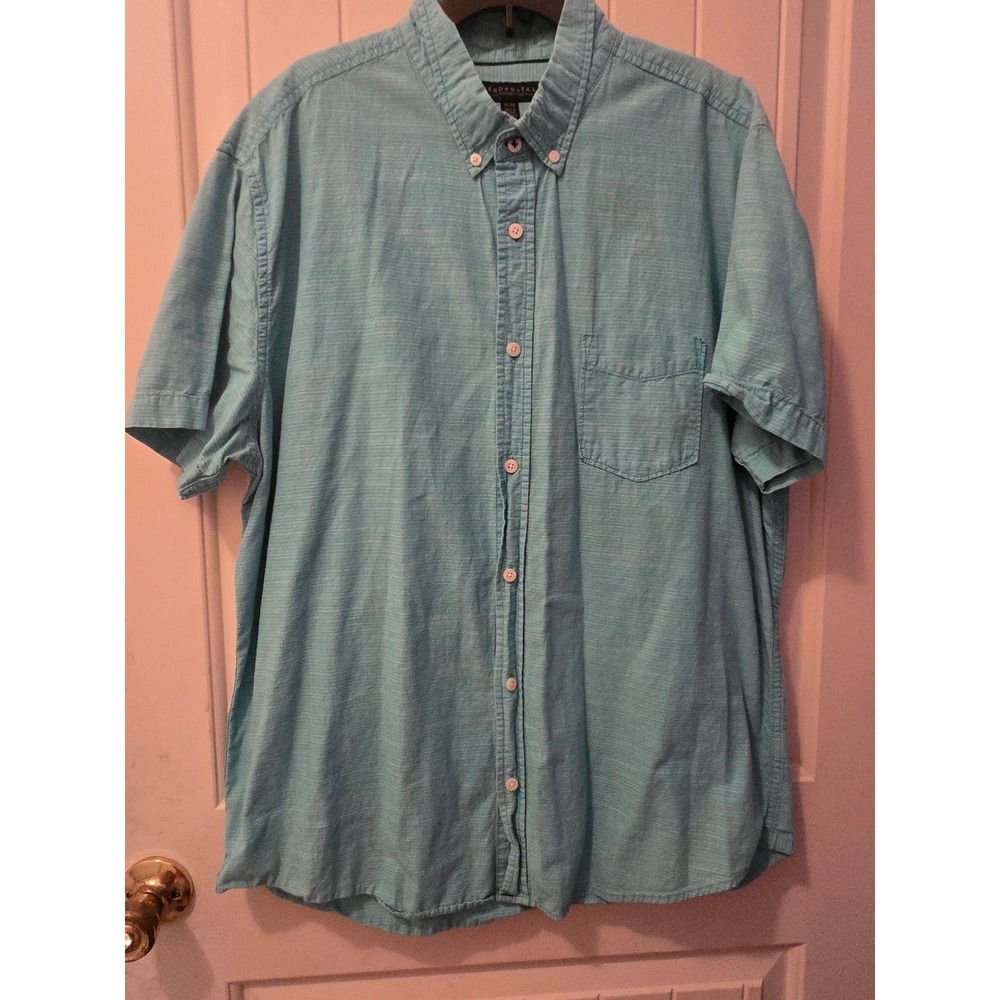 Aéropostale Men's XL Aqua Teal Crosshatch Button Down Shirt Short Sleeve Casual
